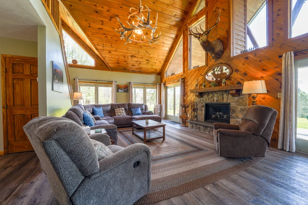 Timber cabin living room