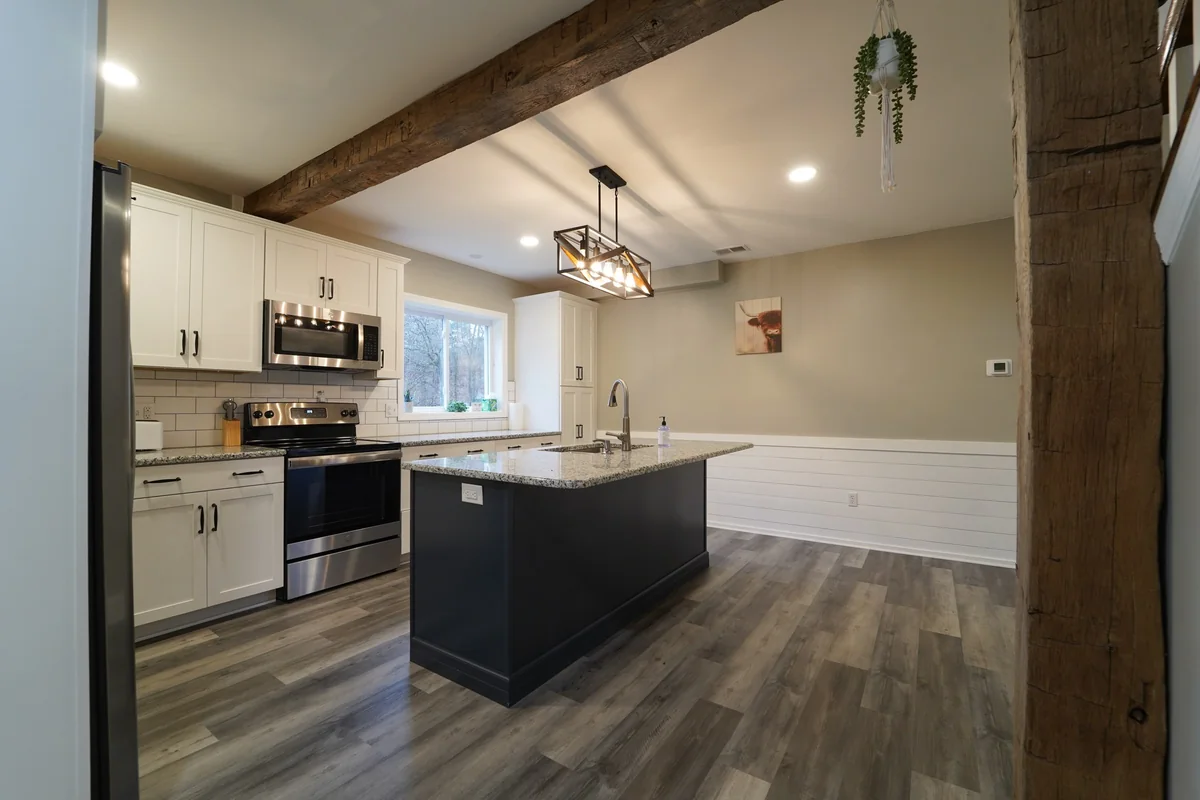 Kitchen and island
