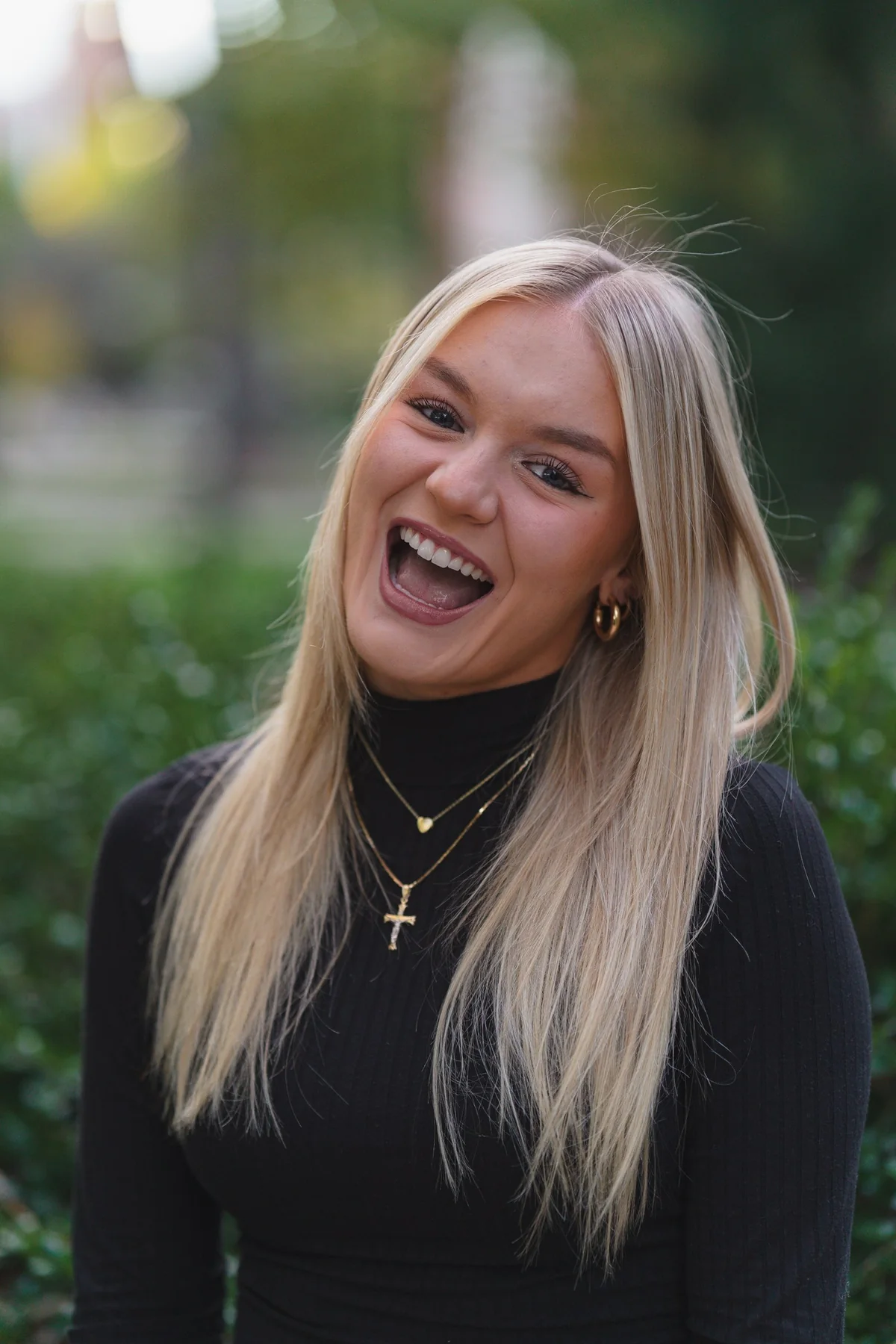 Laughing outdoor portrait